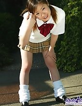 Yuka enjoys teasing cock when she is modeling her short skirts